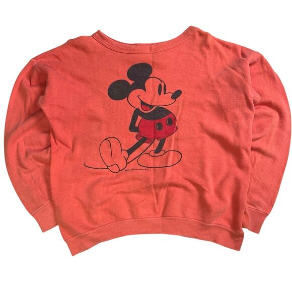 Vintage Mickey Mouse 60's Walt Disney Orange Pullover Crewneck Sweater Medium